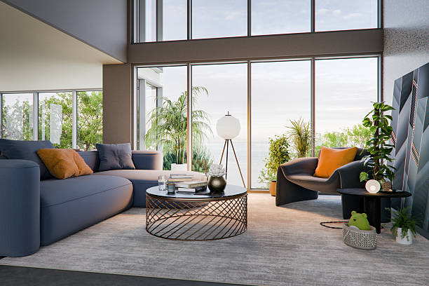 istock Modern living room in a seaside house 2253196537