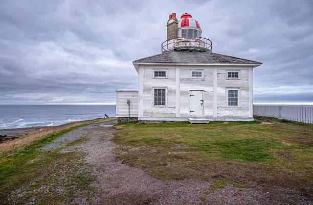 Historic wooden clapboard lighthouse at Cape Spear, Newfoundland and Labrador, Canada