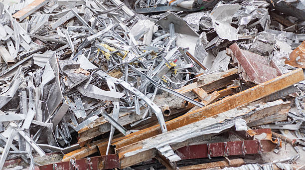 istock Aluminum industry extrusion at building construction site. Aluminum building system. Aluminum extrusion profile. Construction site storage with aluminum tubes. Steel extrusion. Industry material 2253197032