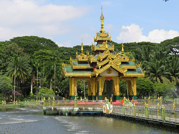 A Buddhist Temple on a lake in Yangon, Myanmar