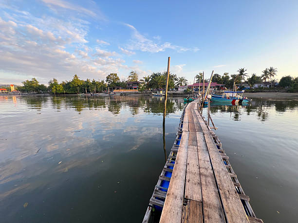 istock Beautiful morning view from a fishing deck. 2253201056