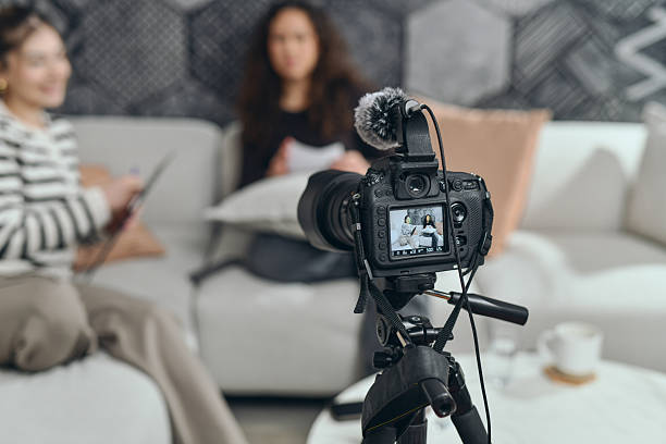 istock Behind-the-Scenes Podcast Recording With Female Hosts Talking 2253201212