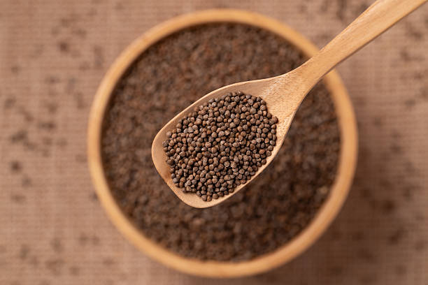 istock Dried perilla seed in spoon and bowl 2253204133