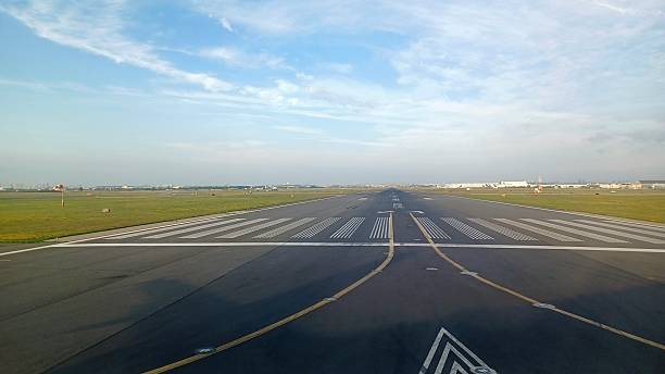 istock Empty Airport Runway Clear Blue Sky 2253205125