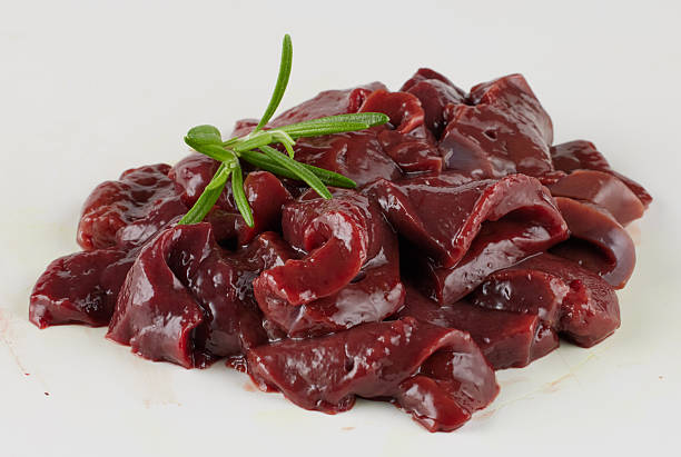 Fresh pork liver isolated nature background with clipping path