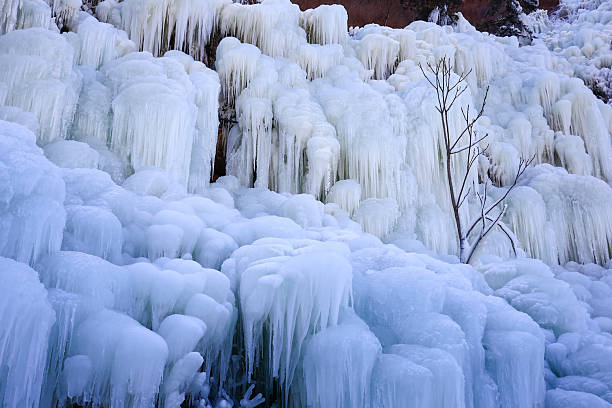 Ice waterfall, natural landscape in winter