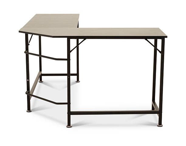 istock Black Empty Office Desk Table Isolated on White Background .Cutout with Soft Shadow. 2253218596