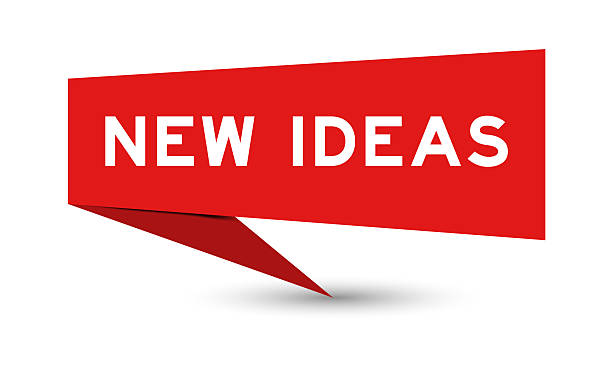 istock Red color speech banner with word new ideas on white background 2253219304