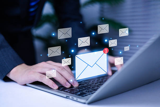 istock Email on virtual screen, new email notification concept for business email communication, internet technology, electronic message notification inbox 2253220711
