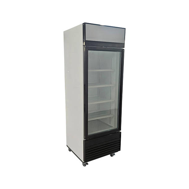 istock Steel Black Bottom Grey Open Closed Refrigerator Isolated on White Background. 2253223499