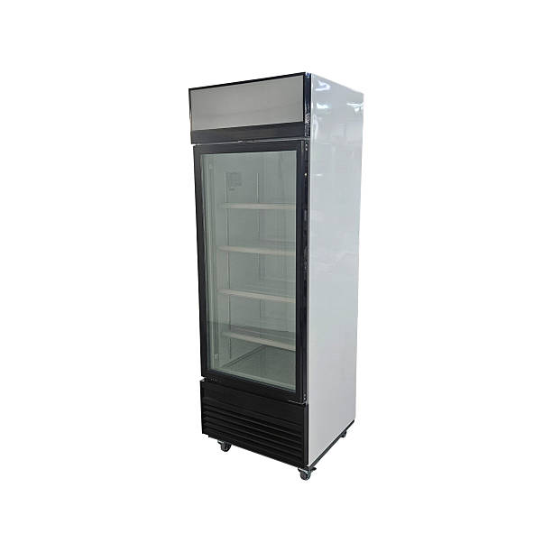 istock Steel Black Bottom Grey Open Closed Refrigerator Isolated on White Background. 2253223502