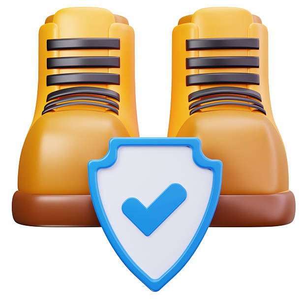 3D icon of safety boots designed for foot protection in industrial and construction workplaces