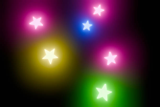 Colorful stars on a black background