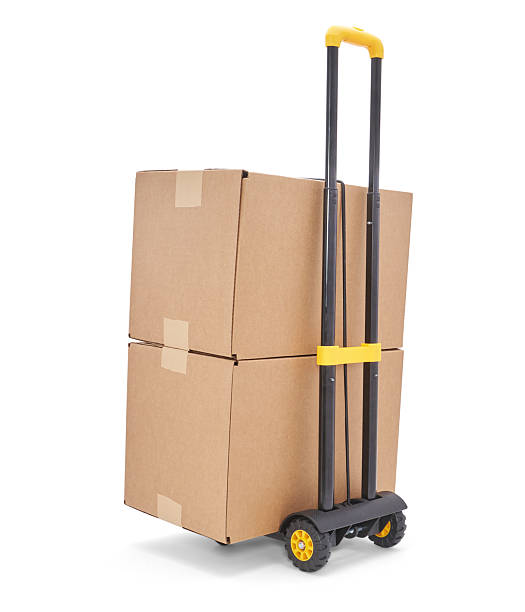 istock Product Delivery For Trolley Cardboard Isolated on White Background .Cutout with Soft Shadow. 2253228292