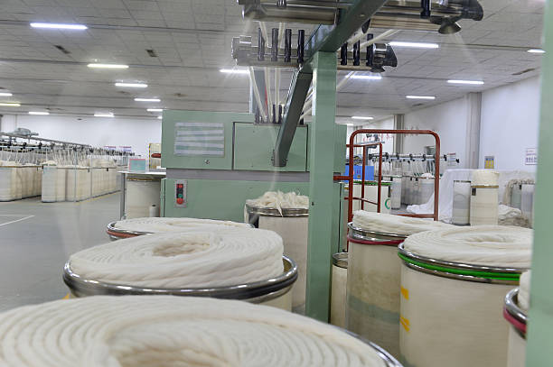 istock Cotton textile factory equipment is in operation 2253229082