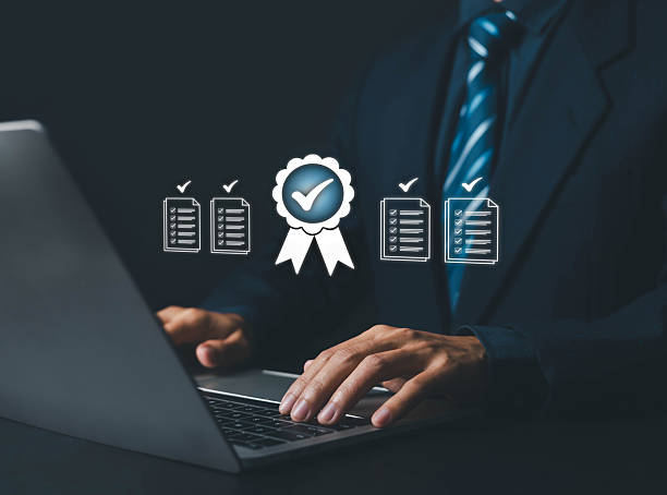istock Professional quality, business assurance, and technological concept with standardized processes that serve customers, including information documents 2253229795
