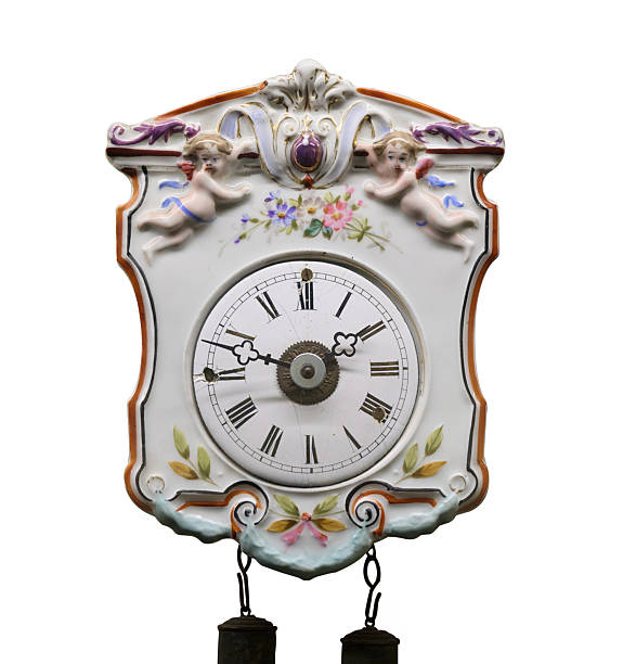 istock Ornate Antique Wall Clock with Cherub Figures Isolated on White 2253239121