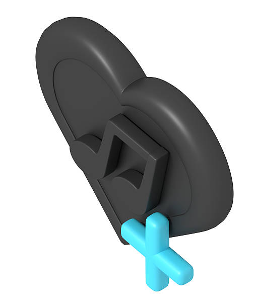 3D Rendering of Music Note Heart Icon