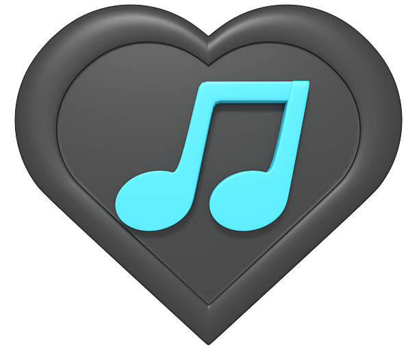 Headphones and red heart on blue background