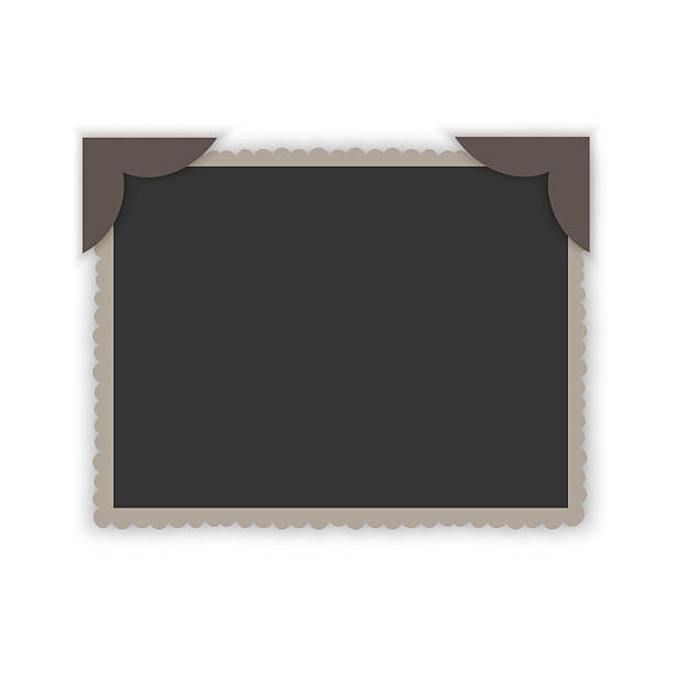 istock Vintage blank photo frame with scalloped edges and corner holders, vector illustration isolated on white 2253240328