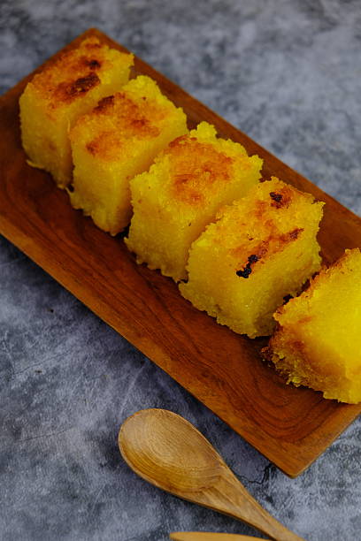 Baked cassava pudding also known as Bingka Ubi Kayu.