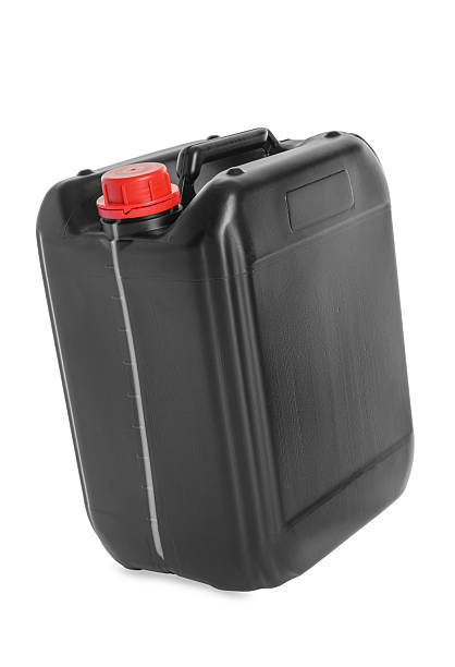 istock One black plastic canister in air on white background 2253249777