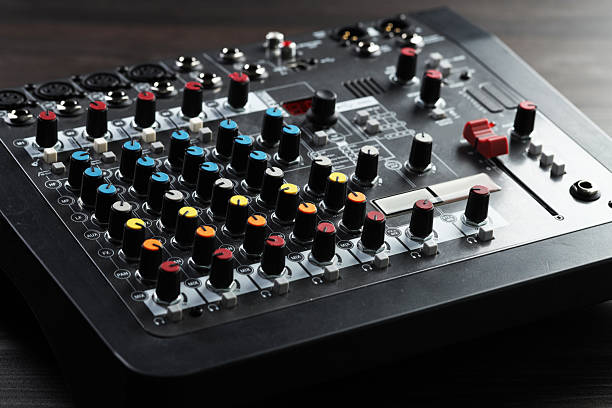 istock Professional mixing console on table, closeup. Radio studio equipment 2253252106