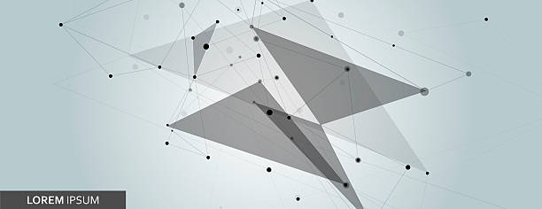 istock Banner with light background and print of connected shapes. Molecules, points and Lines 2253252911