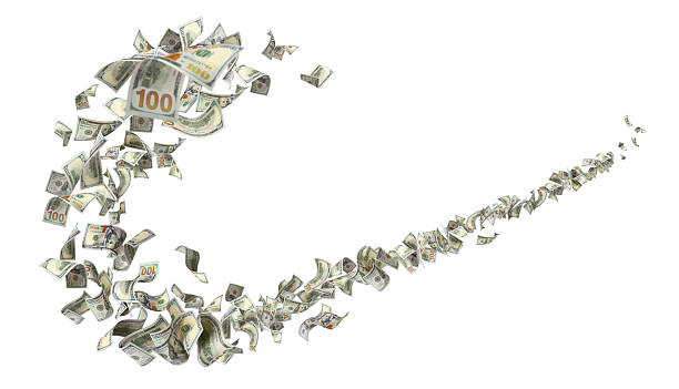istock Flying hundred dollar bills swirling in dynamic motion, isolated on transparent cutout background 2253253741