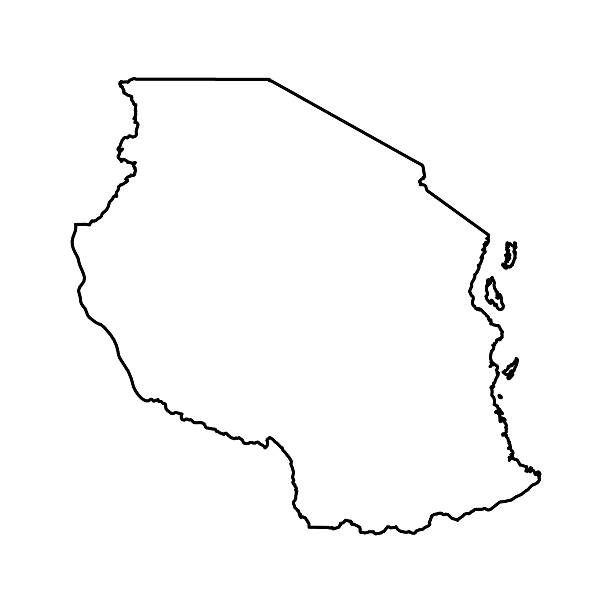 Black Outline Sketch Map of Tanzania Country, can be used for business designs, presentation designs or any suitable designs.