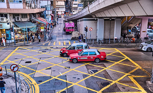 Rush hour at the financial district of Hong Kong