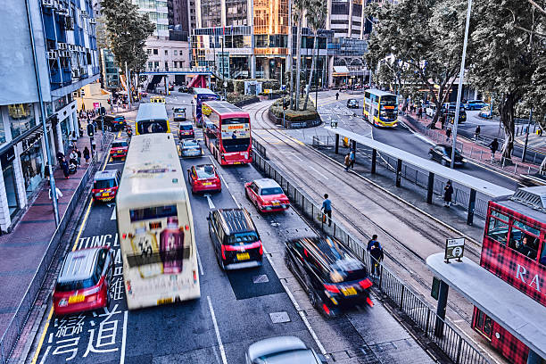 Rush hour at the financial district of Hong Kong