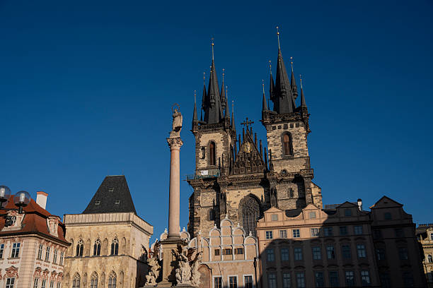 Cityscape of Old Town Square and Tyn Cathedral In Prague