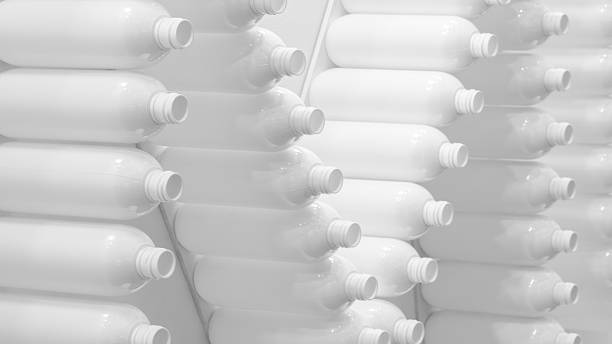 istock White plastic bottles as textured industrial background for web banner page template 2253259833