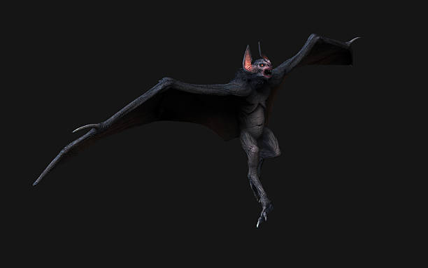istock Mysterious creature with bat wings and detailed textures in a dark environment. 2253266201