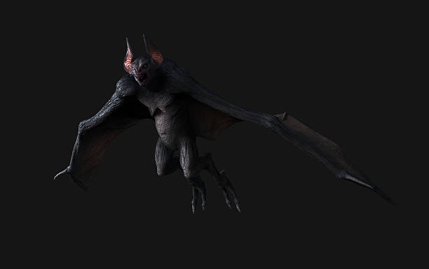 istock Mysterious creature with bat wings and detailed textures in a dark environment. 2253266203