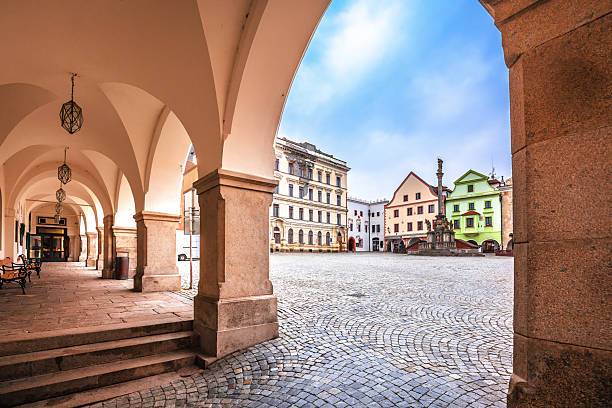 istock Cesky Krumlov main square arches and architecture view,  South B 2253267417