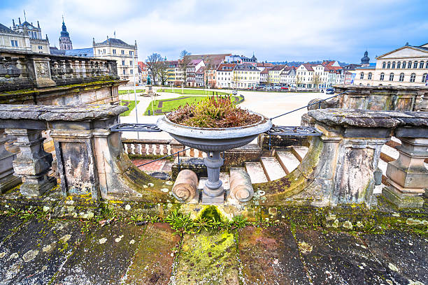 Stuttgart, Germany - October 2019 : Schillerplatz is a square in the old city centre of Stuttgart, Germany named in honour of the German poet, philosopher, historian, and dramatist Friedrich Schiller.