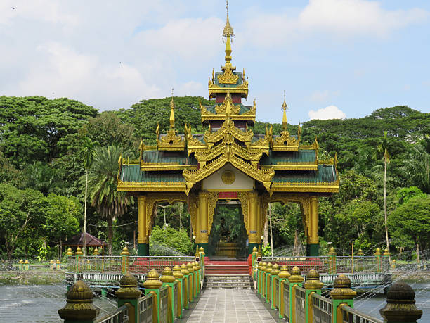 Pavilion on a lake in Yangon, Myanmar.JPG