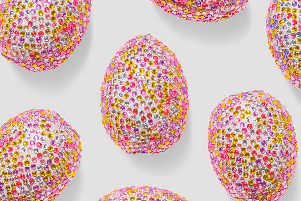 Isolated single abstract 3D oval shape egg standing in the middle of white background. Easy to crop for all social media and print design sizes.