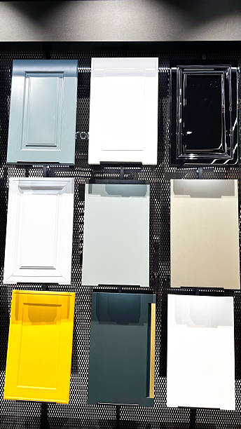 istock Colorful kitchen cabinet door samples displayed in a showroom for home interior design inspiration. 2253276981