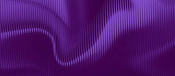 istock Glossy ribbed glass background with flowing wavy vertical lines in deep violet tones, creating a sleek luminous surface perfect for modern tech visuals, premium product mockups 2253279711