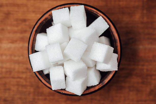 istock Sugar cubes arranged in a bowl on a wooden surface for culinary use 2253293544