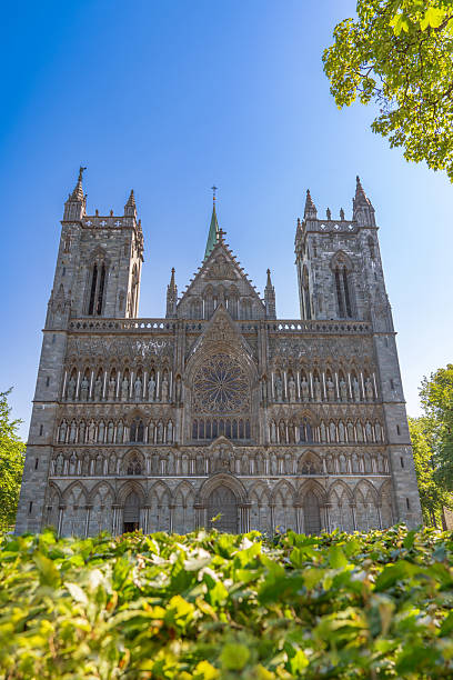 Nidaros Cathedral (Nidasrosdomen) is the most famous landmark of Trondheim and the largest medieval building in Norway. Trondheim, Norway, August 2018