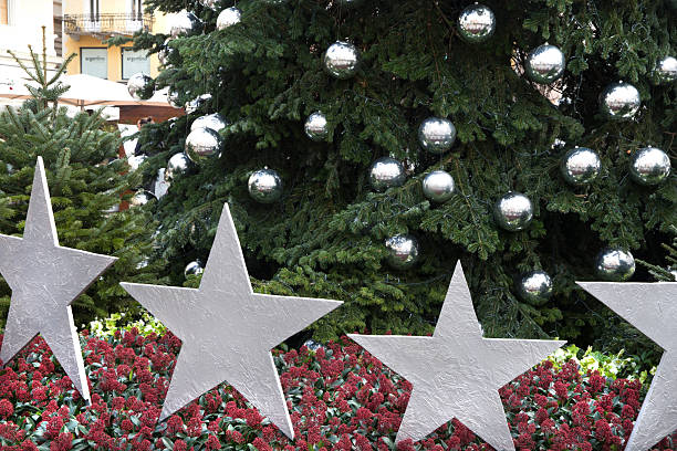 Part of Christmas tree with Christmas decoration (silver spheres)  - soon Christmas in London!