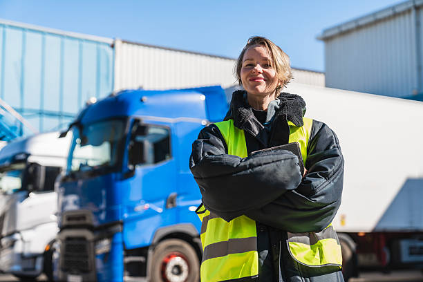 istock Woman truck driver working at cold storage warehouse 2253303460