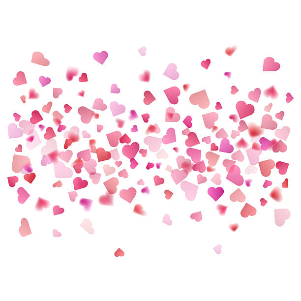 istock Romantic background with falling pink and red hearts confetti on white, vector illustration 2253306631