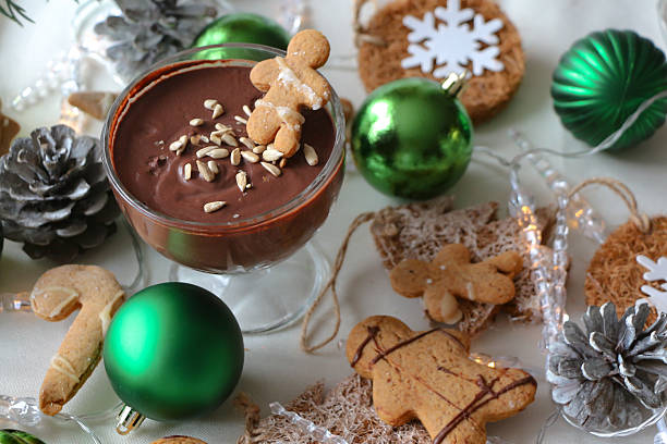 istock Christmas Chocolate Dessert with Gingerbread Man and Holiday Decor 2253310950