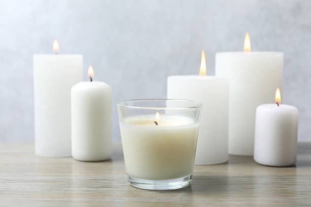 istock Beautiful composition with candles on the table 2253313482