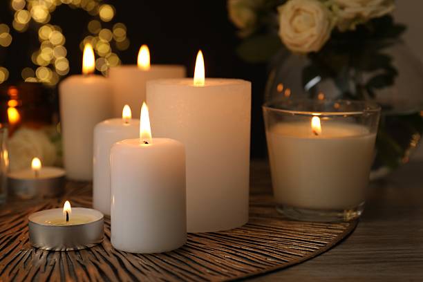 istock Beautiful composition with candles on the table 2253313592